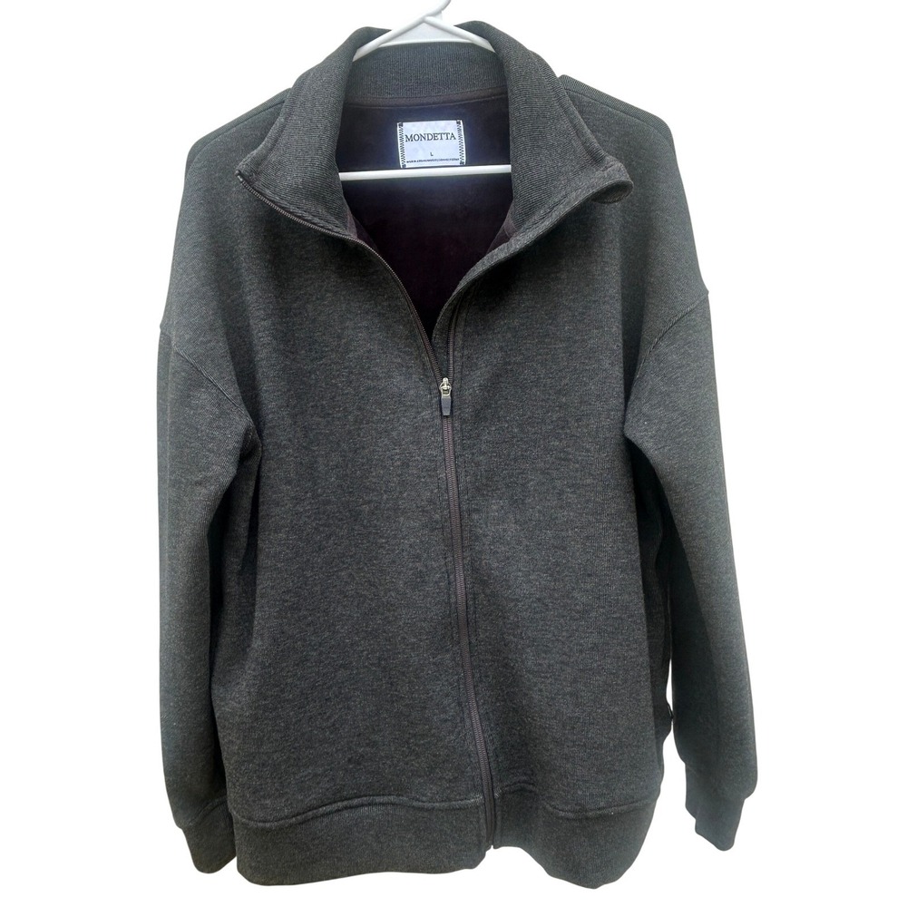 Mondetta Womens Black Full‎ Zip Fleece Jacket Heathered Size L Athletic Cozy